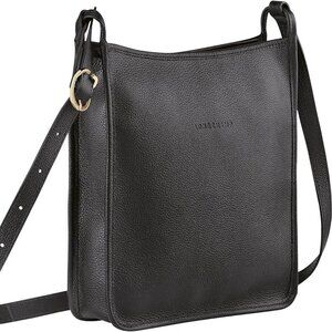 Longchamp 'Le Foulonne' Medium Leather Crossbody Tote Handbag, Black
